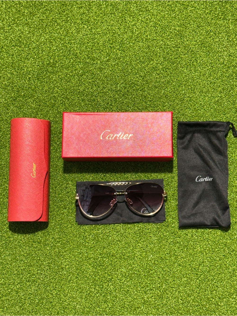 Cartier Clear With Gold & Black Accents Sunglasses